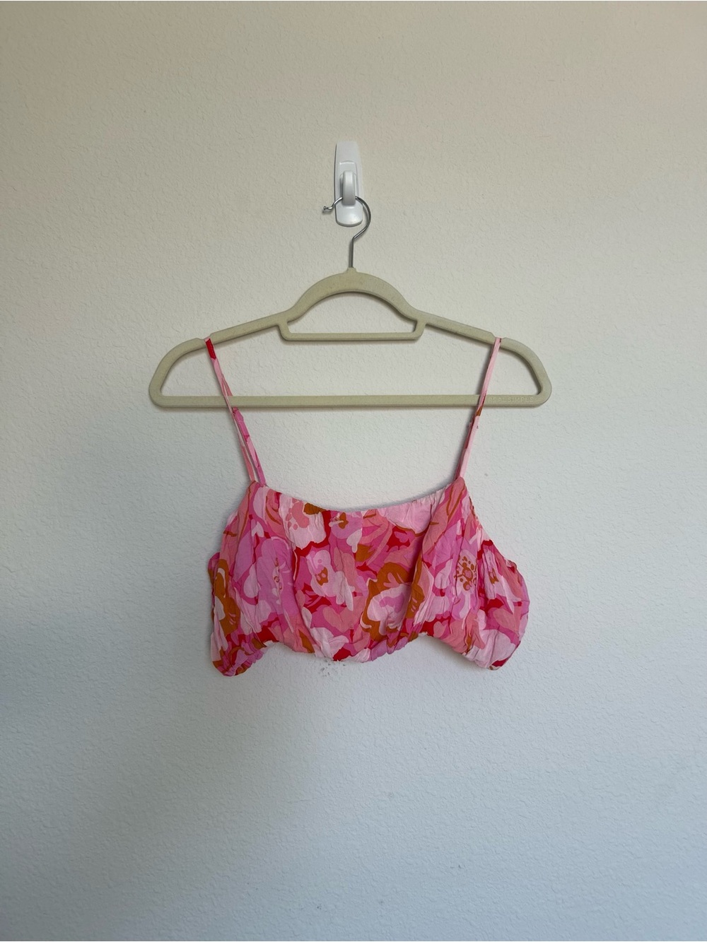 MINKPINK Pink Floral Bloused Cropped Top Size M